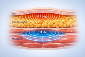Emsculpt NEO dual-action RF and HIFEM energy targeting fat and muscle layers