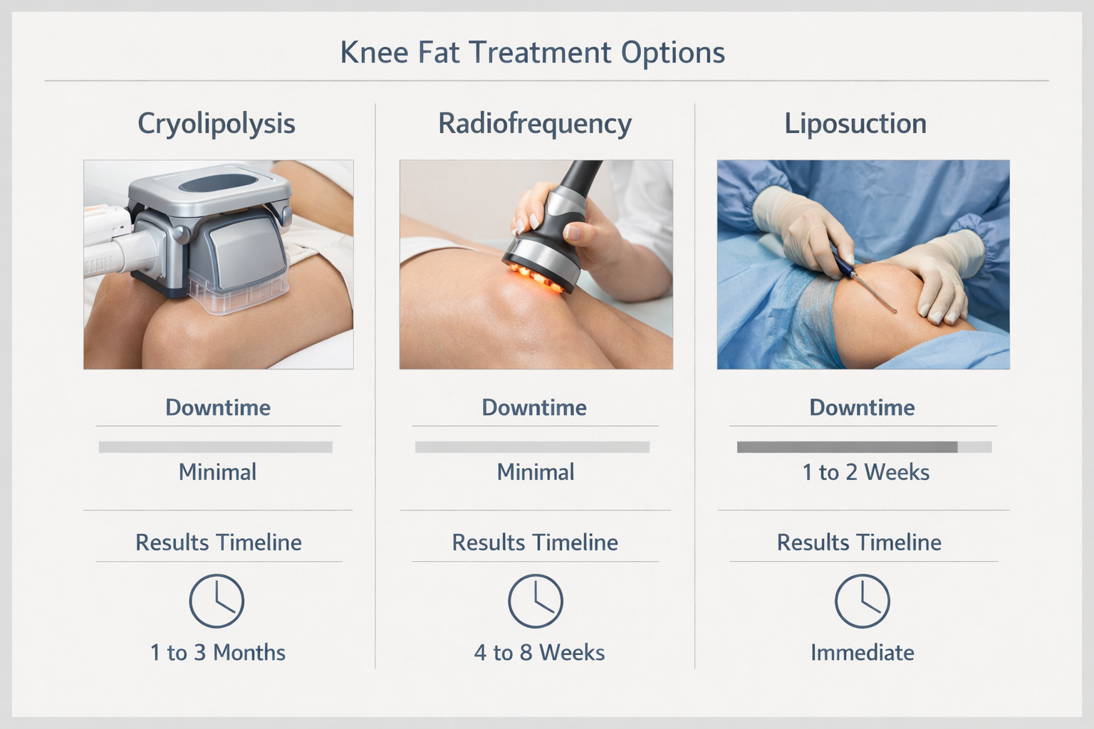 Comparison of cryolipolysis, radiofrequency tightening, and liposuction for knee fat treatment