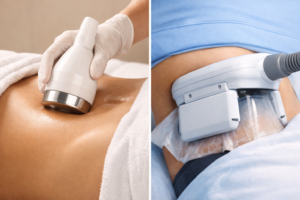 Ultrasonic cavitation handpiece versus CoolSculpting applicator side-by-side comparison