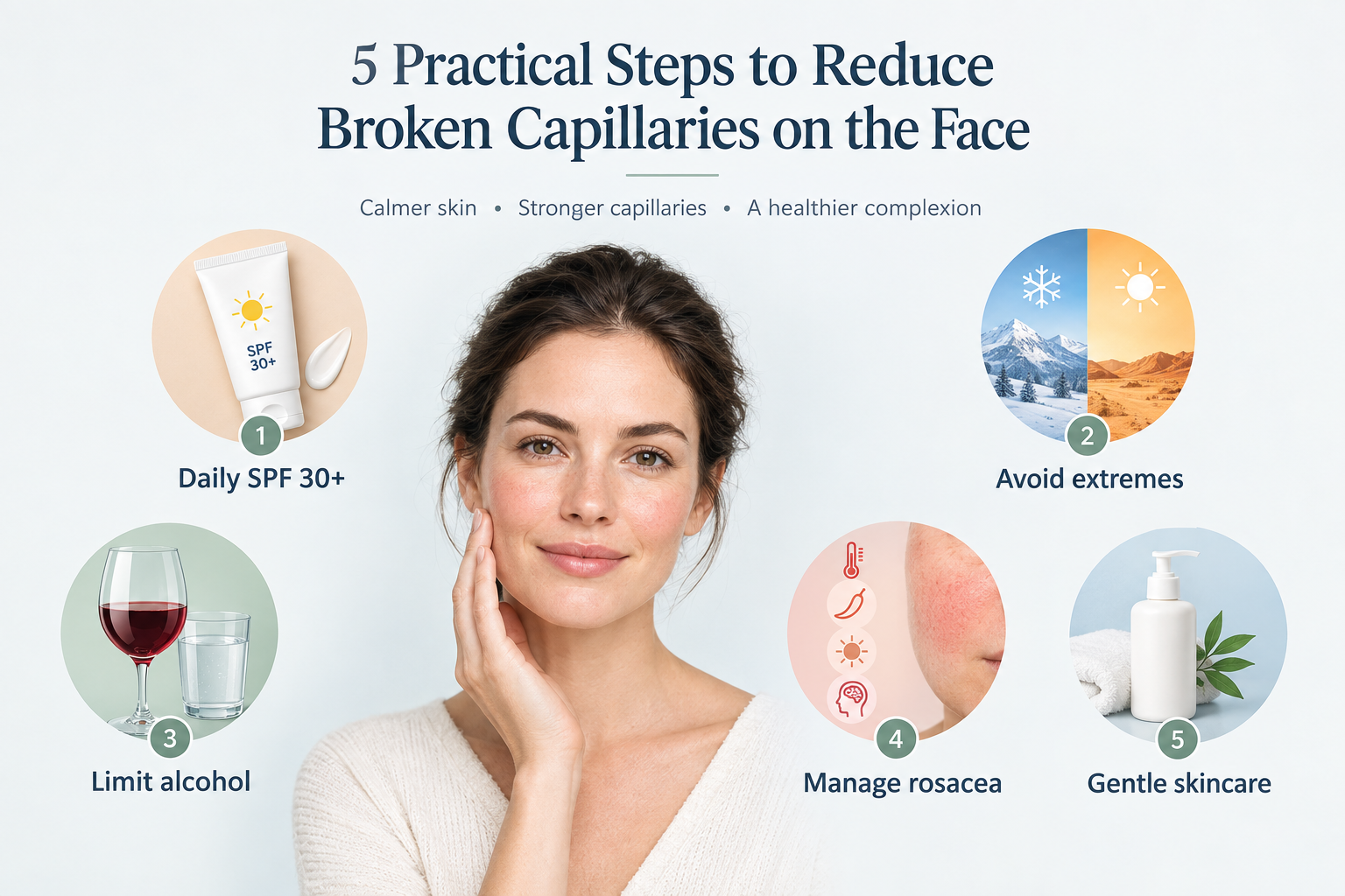 Five steps to help reduce the risk of broken capillaries on the face