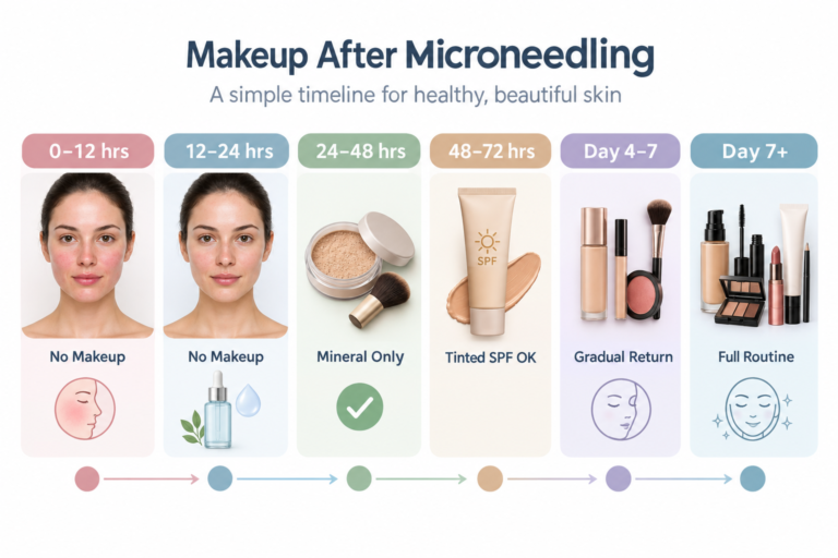 Day-by-day makeup timeline after microneedling treatment