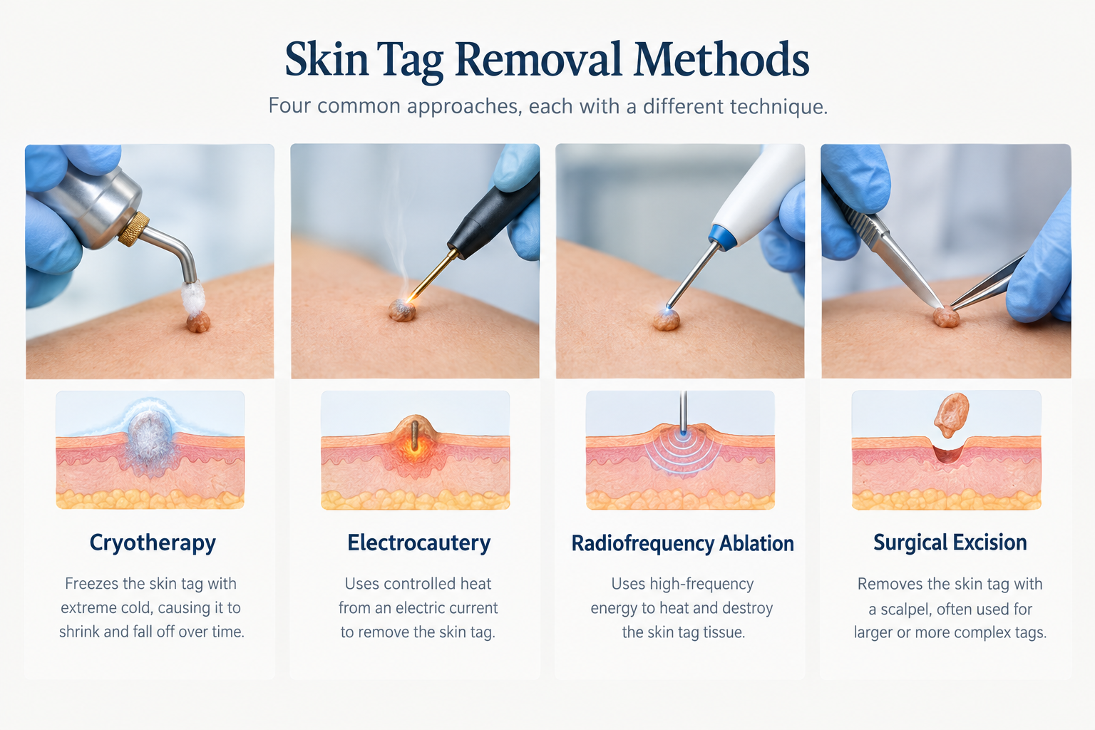 Comparison of four professional skin tag removal methods for the nose